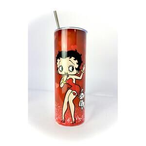 20 oz Betty Boop Hearts Stainless Steel Tumbler with Lid, Straw